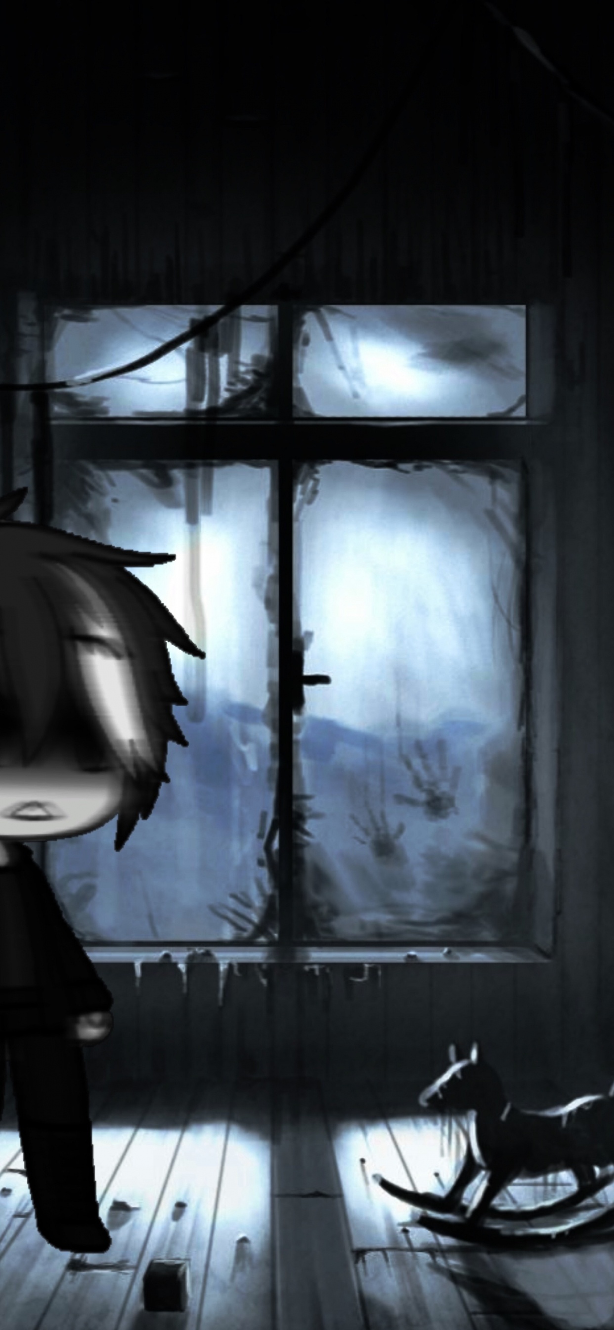 Anime, La Casa Encantada, Lazioh, Madera, en Blanco y Negro. Wallpaper in 1242x2688 Resolution