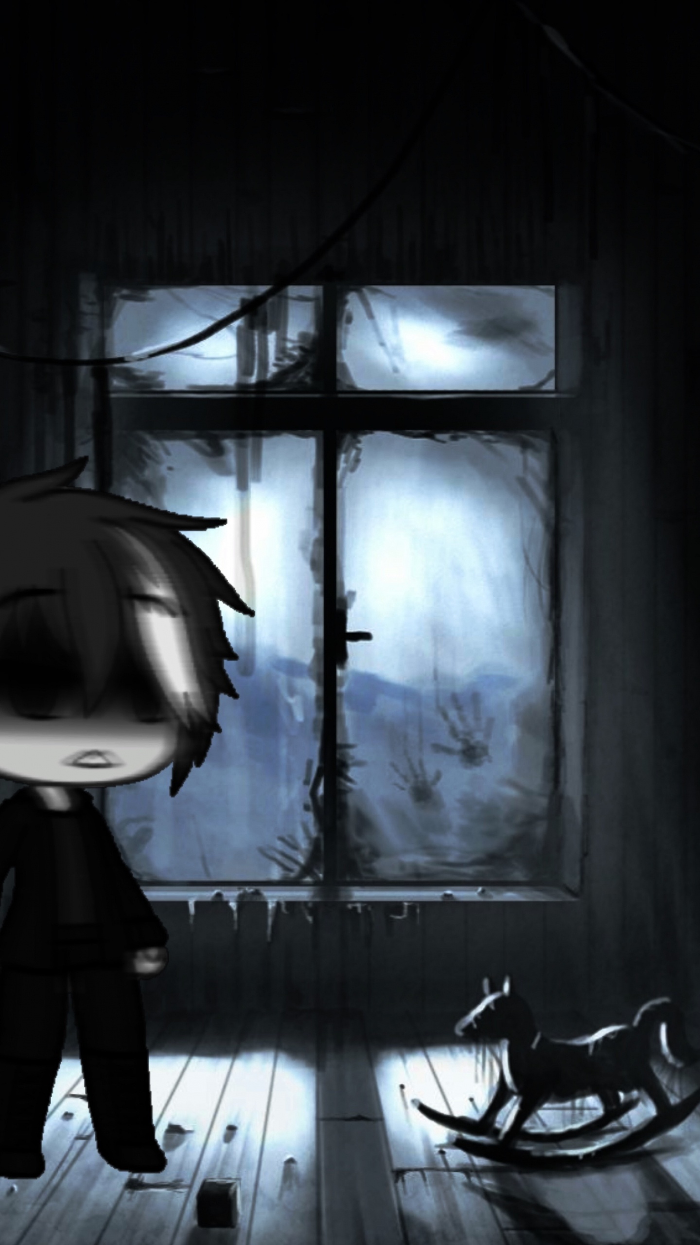 Anime, La Casa Encantada, Lazioh, Madera, en Blanco y Negro. Wallpaper in 1440x2560 Resolution