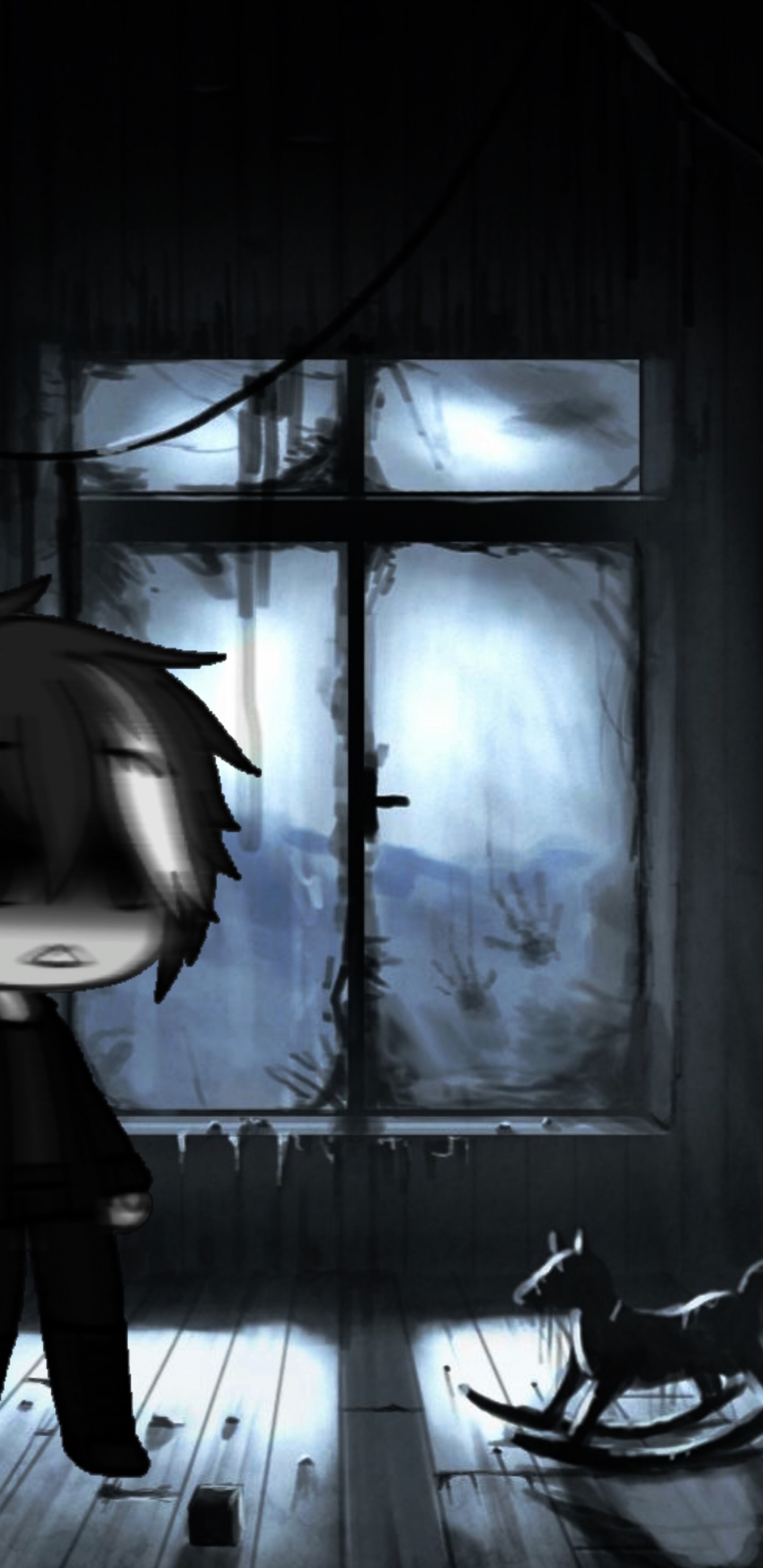 Anime, La Casa Encantada, Lazioh, Madera, en Blanco y Negro. Wallpaper in 1440x2960 Resolution