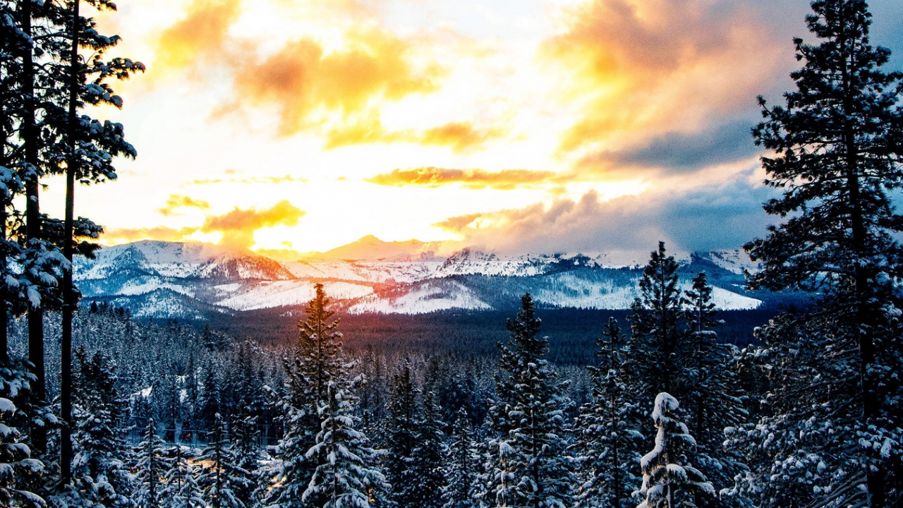 Speedboat Beach, Vikingsholm, Winter, Lake, Snow. Wallpaper in 1280x720 Resolution