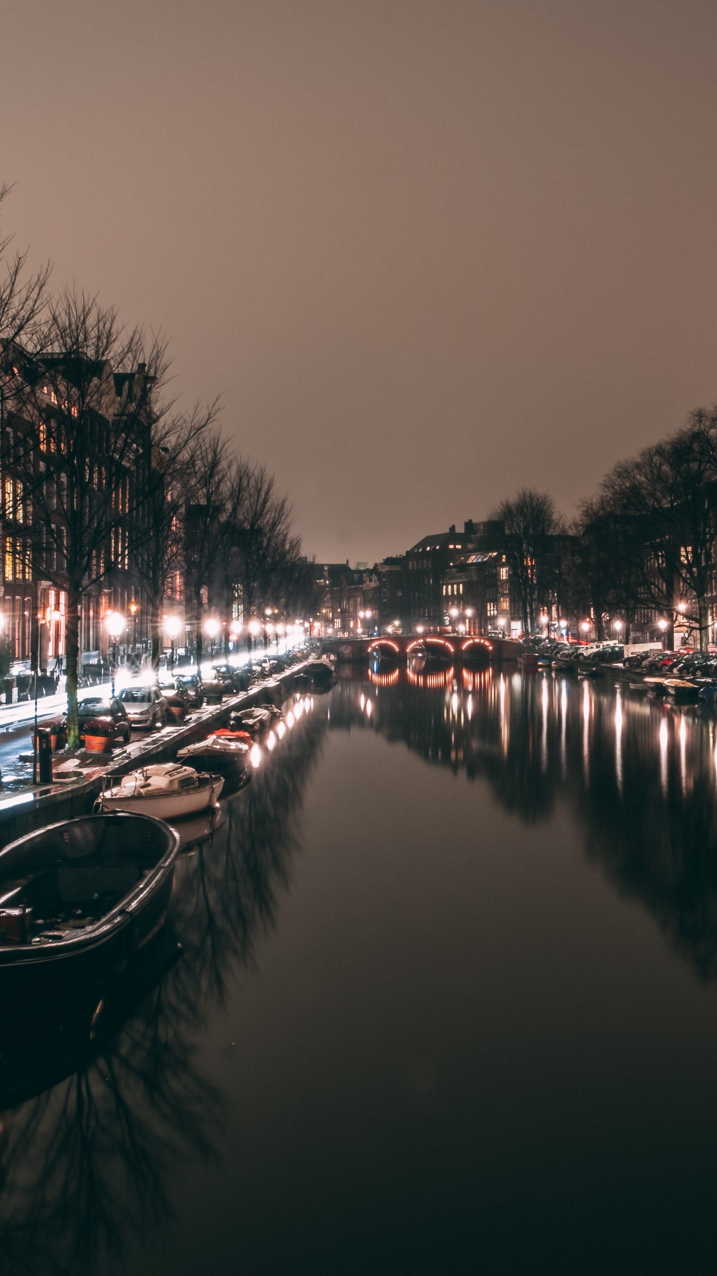 Boat on River During Night Time. Wallpaper in 1440x2560 Resolution