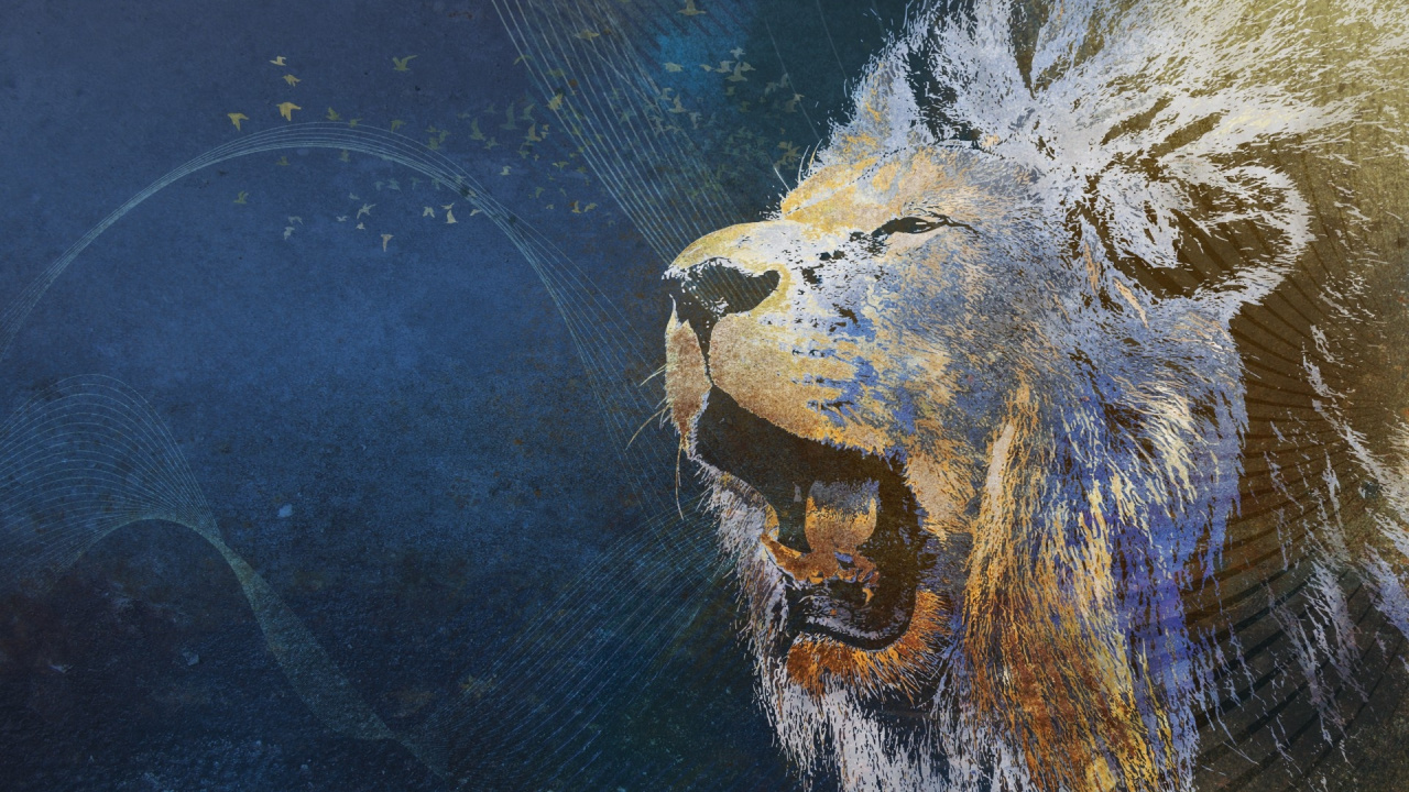 Tête de Lion et Peinture de Lion. Wallpaper in 1280x720 Resolution