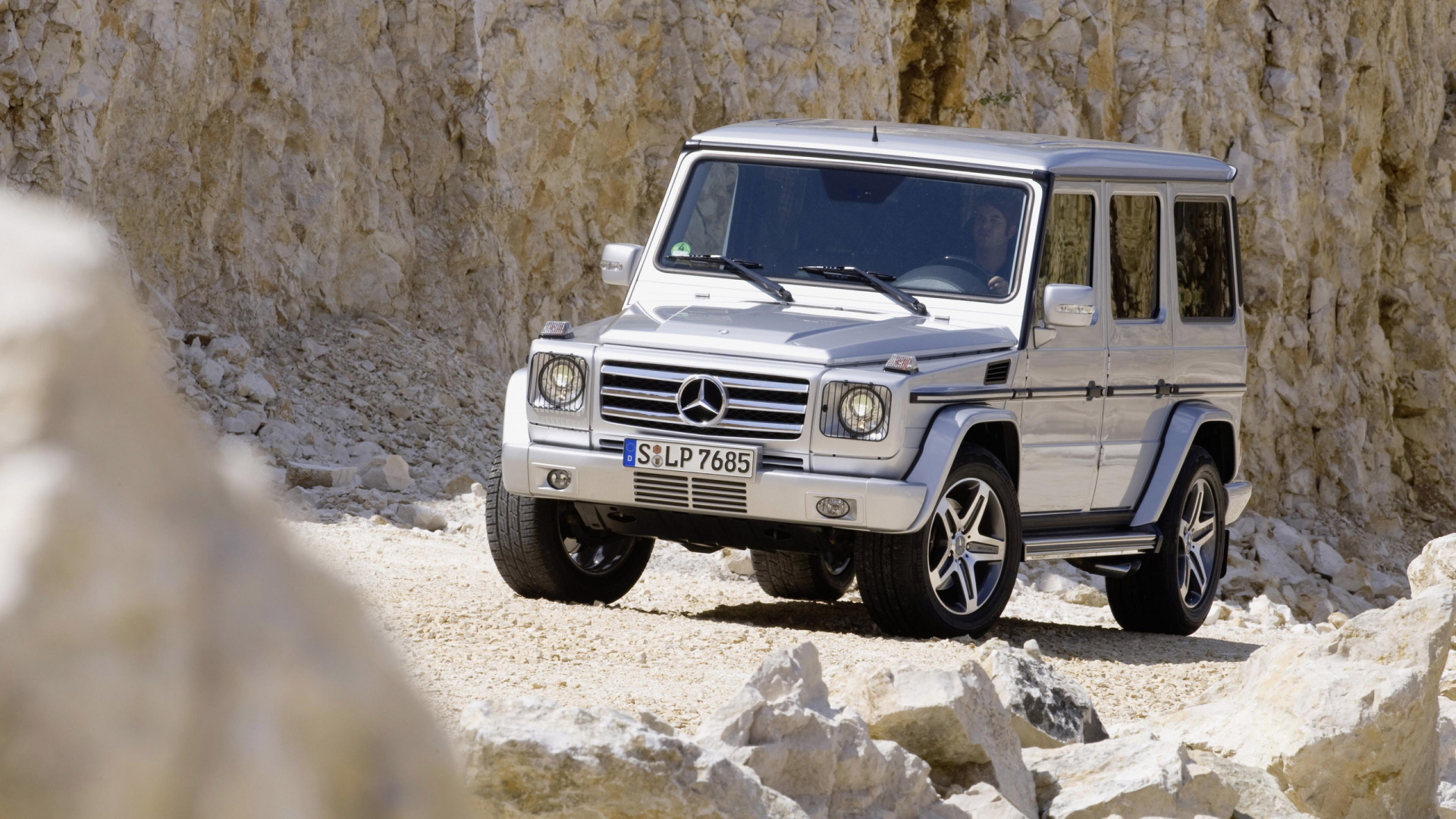 White Jeep Wrangler on Rocky Road During Daytime. Wallpaper in 1920x1080 Resolution