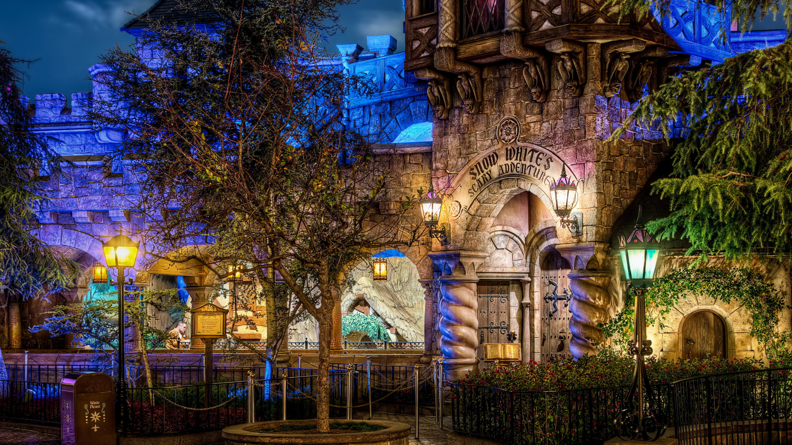 游乐园, 迪斯尼乐园, 风景照, 晚上, 城市 壁纸 2560x1440 允许