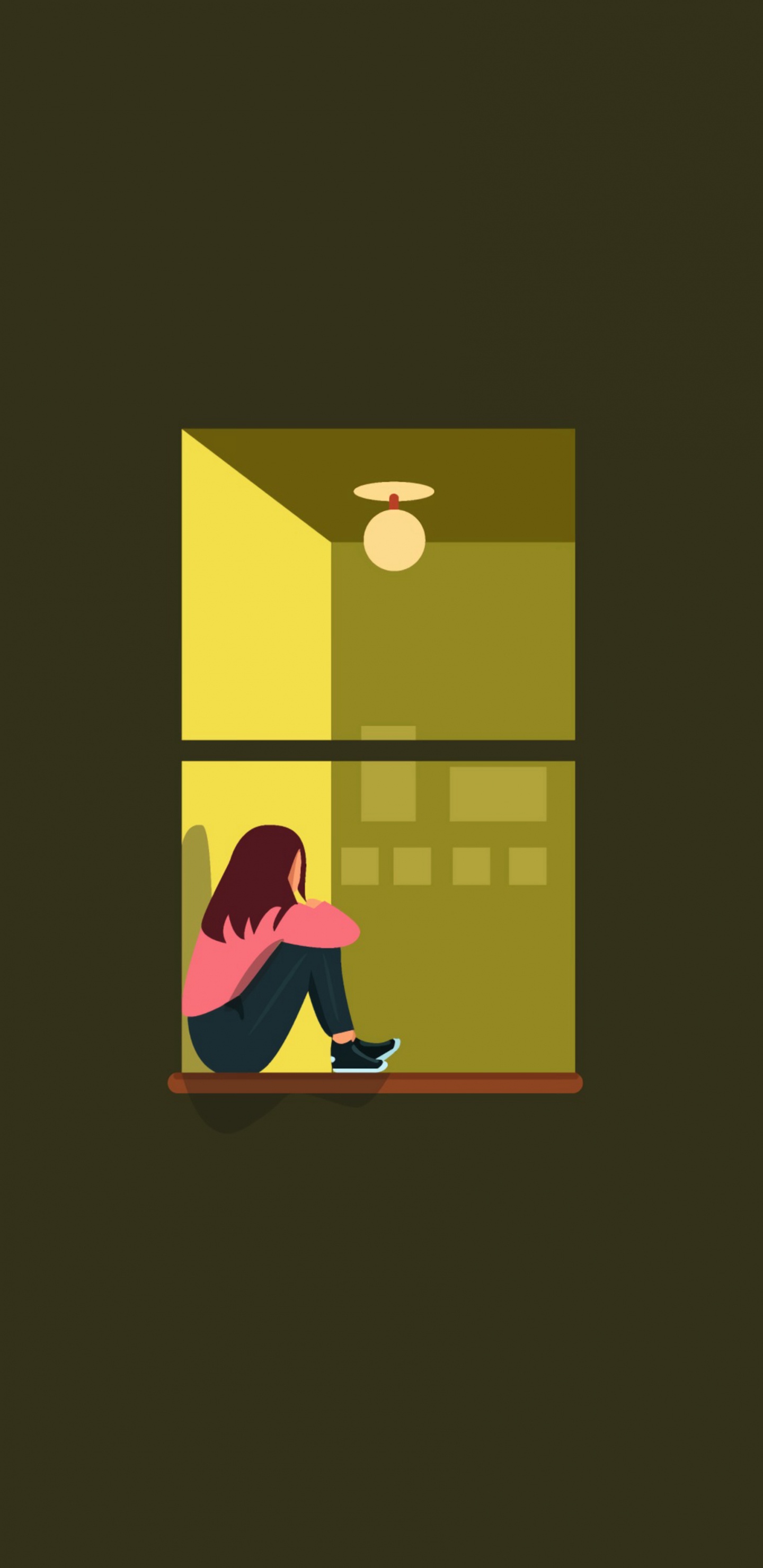 Gelbe Und Weiße Katzenillustration. Wallpaper in 1440x2960 Resolution