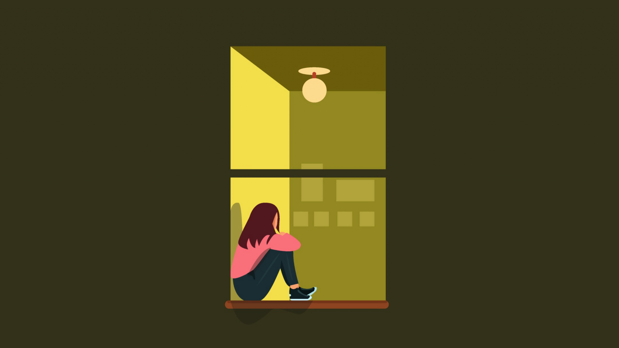 Yellow and White Cat Illustration. Wallpaper in 2560x1440 Resolution