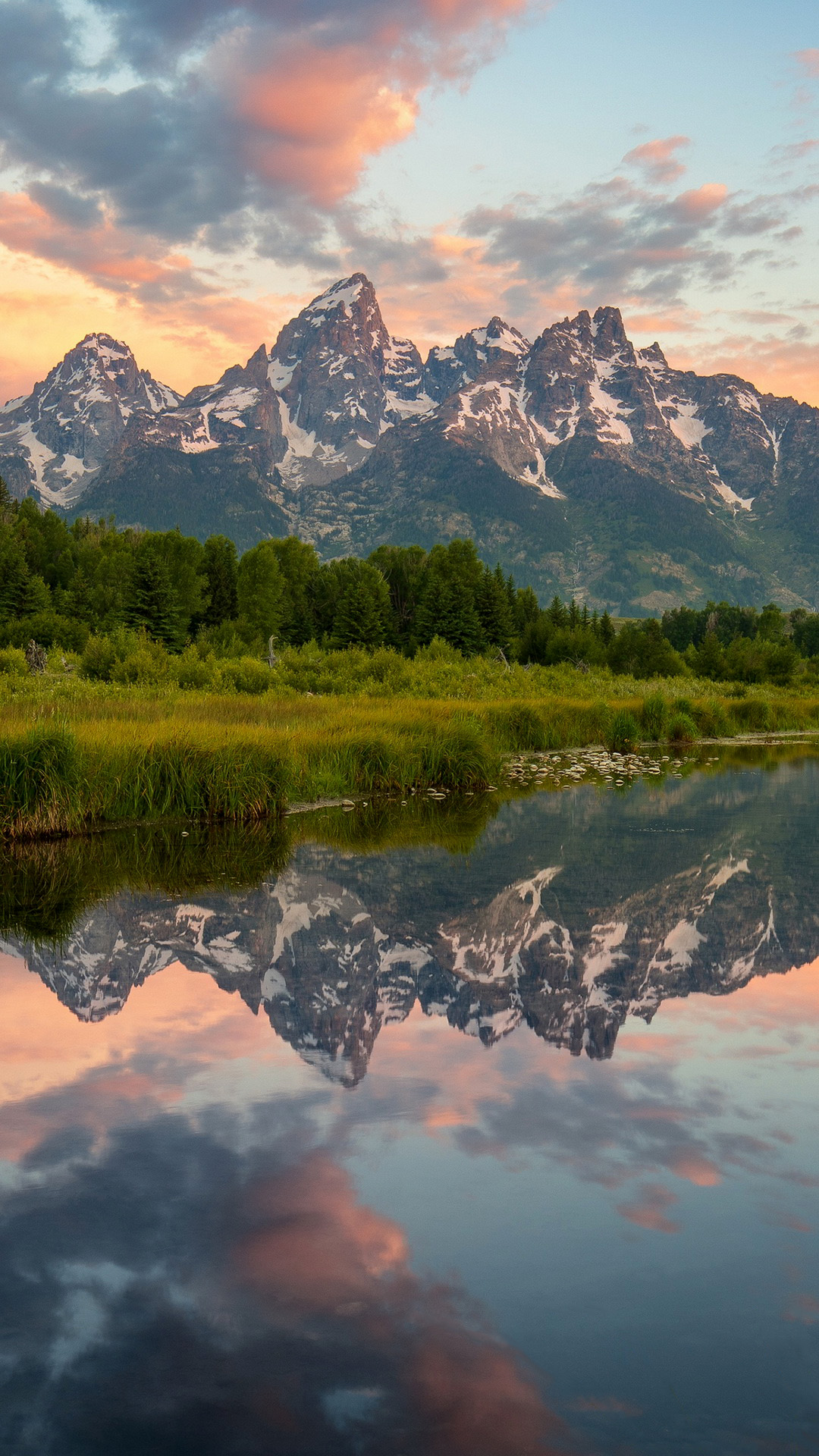 Grand Teton National Park, Grand Teton, Domgruppe, Einsamkeit am See, Schwabacher Landung. Wallpaper in 1080x1920 Resolution