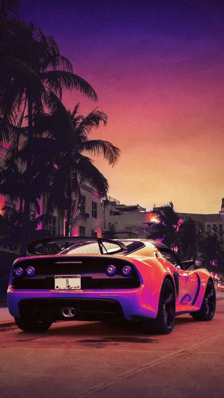 Reflexión, Cartel, Miami, Rueda, Coche. Wallpaper in 720x1280 Resolution