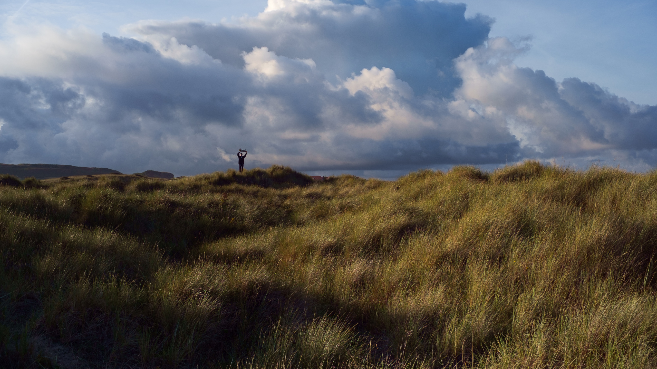 Plain, Dusk, Hill, Steppe, Grassland. Wallpaper in 2560x1440 Resolution