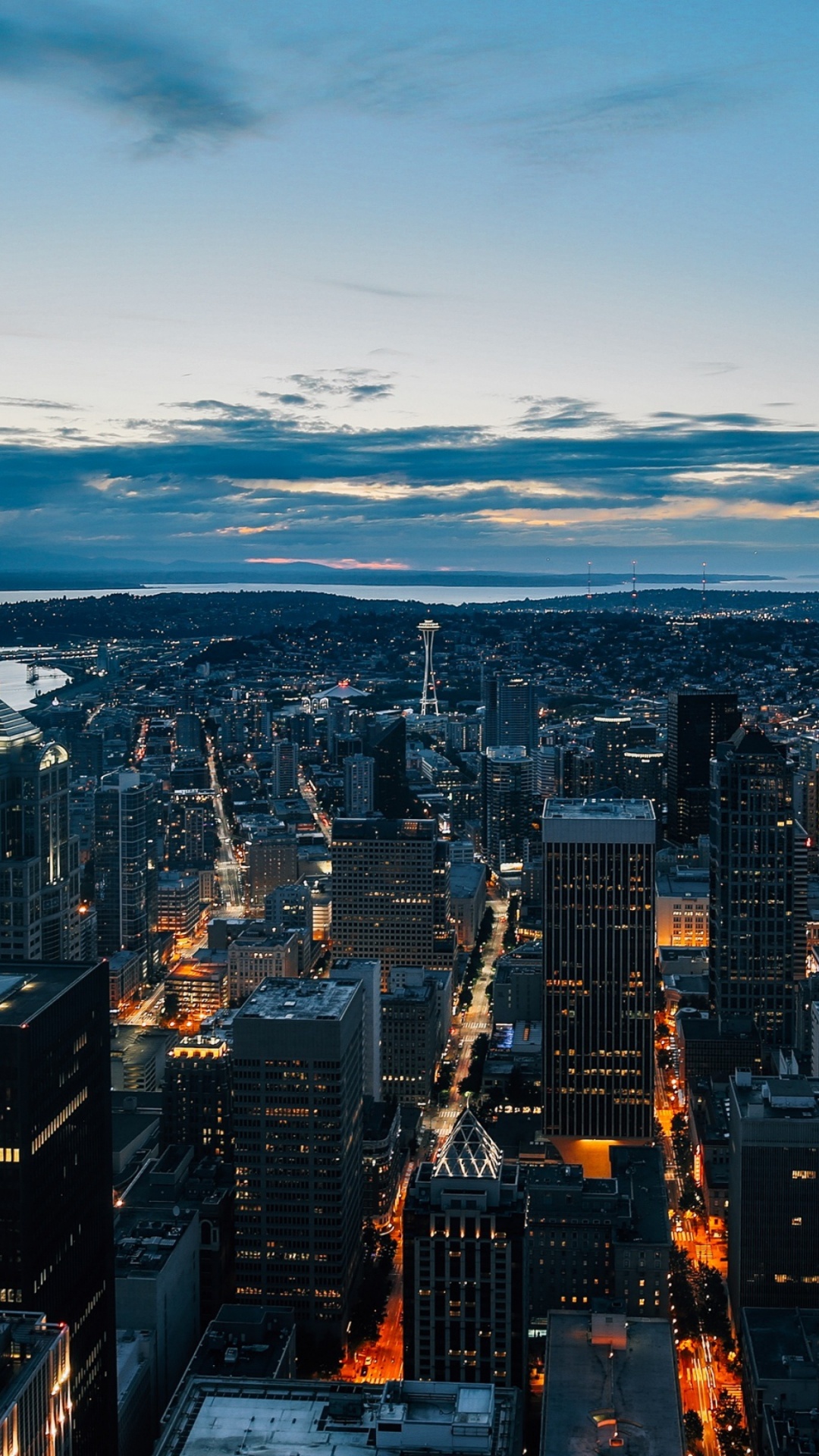 Aerial View of City Buildings During Night Time. Wallpaper in 1080x1920 Resolution
