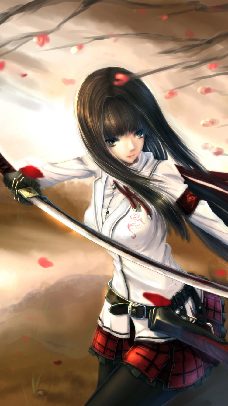 Personaje de Anime Femenino de Pelo Negro. Wallpaper in 750x1334 Resolution