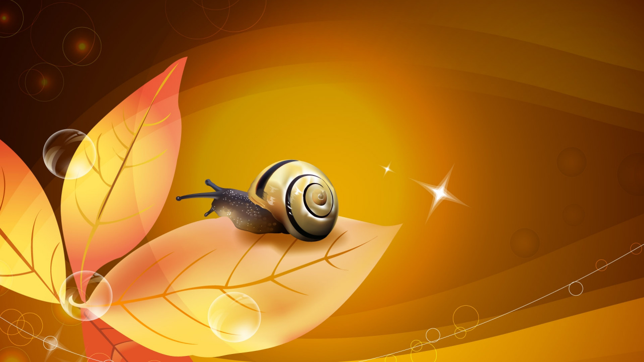 Yellow and Black Snail on Yellow and Orange Flower Illustration. Wallpaper in 1280x720 Resolution