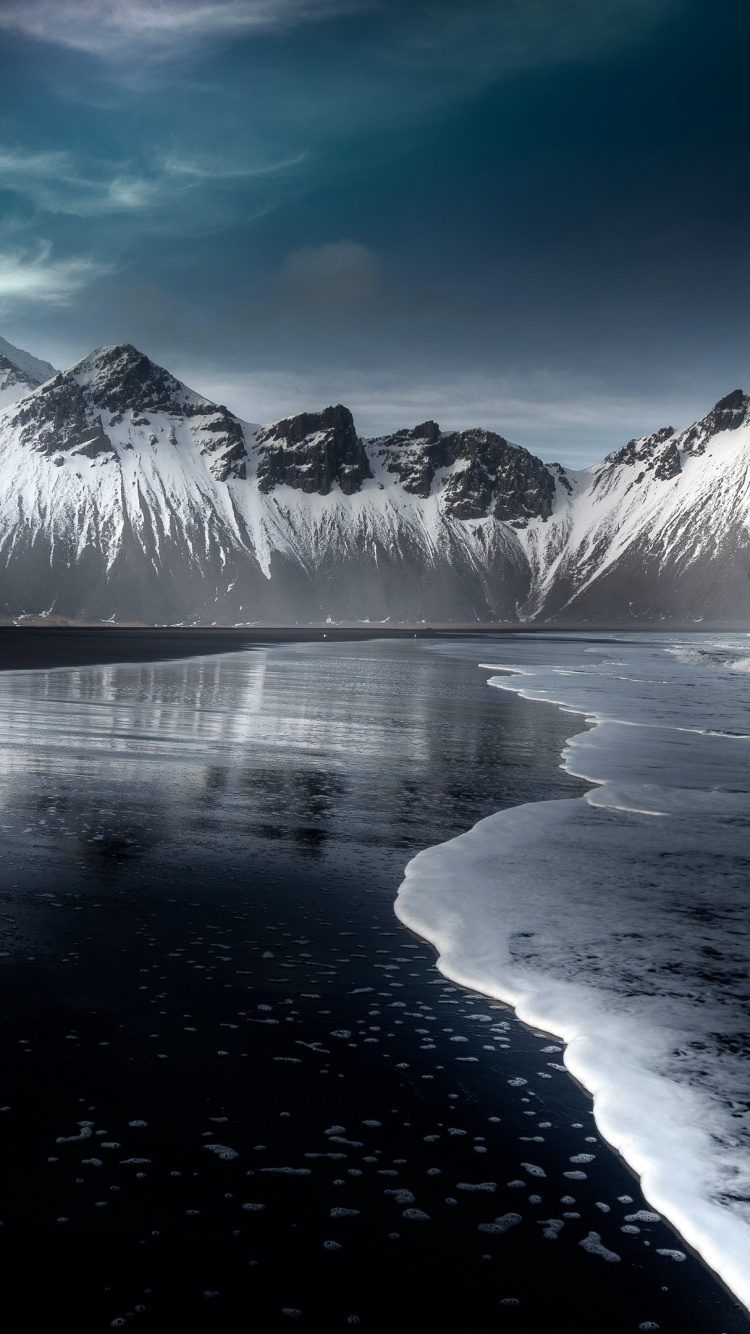 Hfn, Vestrahorn, Stokksnes, Krossanesfjall, Cloud. Wallpaper in 750x1334 Resolution