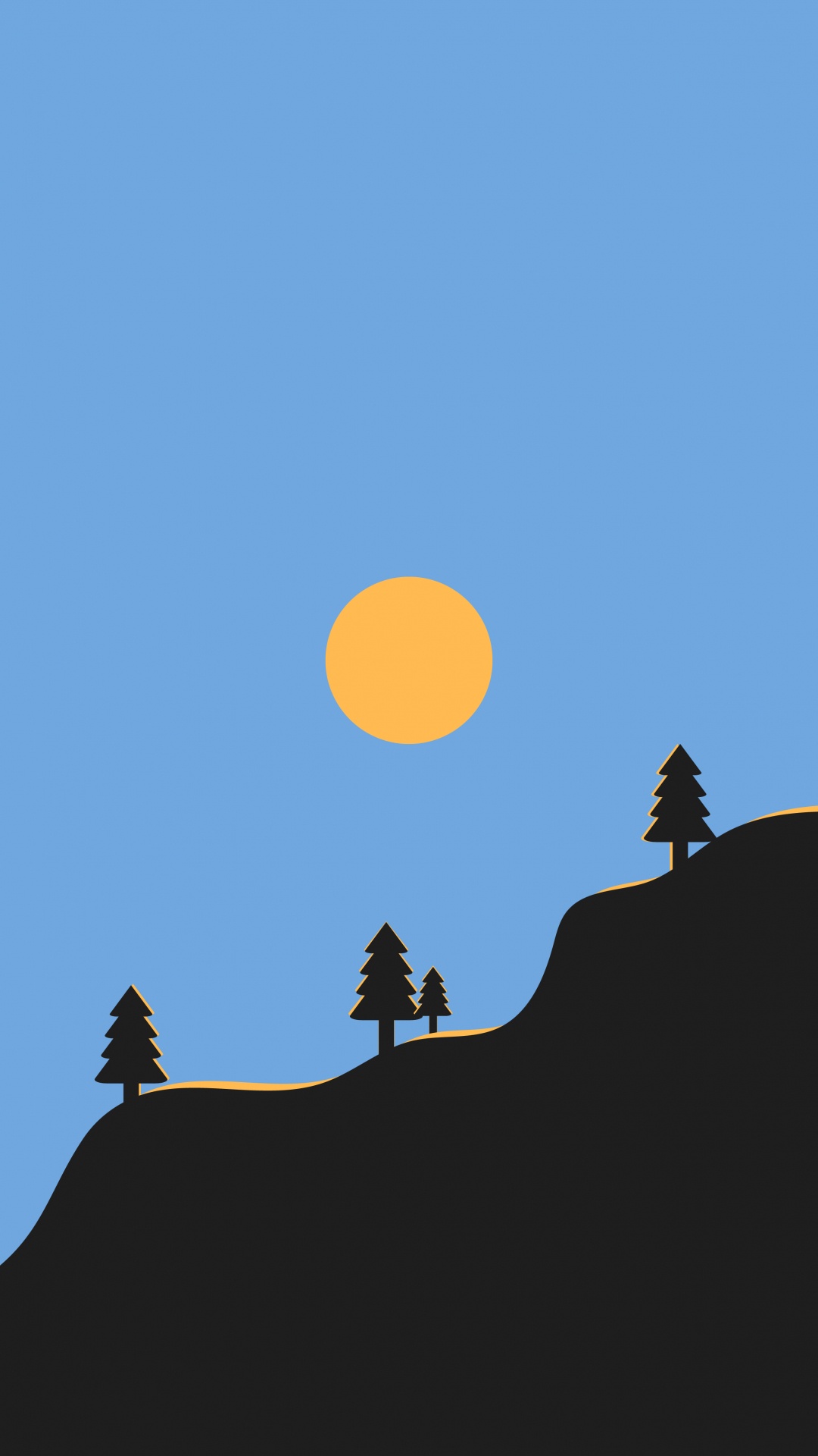 Minimalistisches Telefon, Mond, Naturlandschaft, Woody Pflanze, Piste. Wallpaper in 1080x1920 Resolution