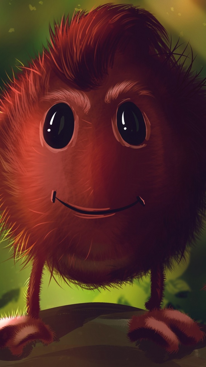 Brown Animal Cartoon Character in Green and White Dress. Wallpaper in 720x1280 Resolution