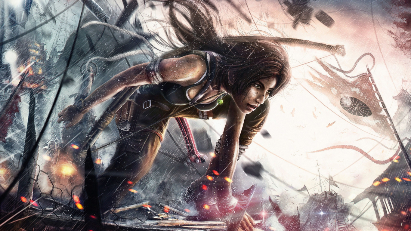 Lara Croft, Tomb Raider, Ilustración, Arte, Diseño Gráfico. Wallpaper in 1366x768 Resolution