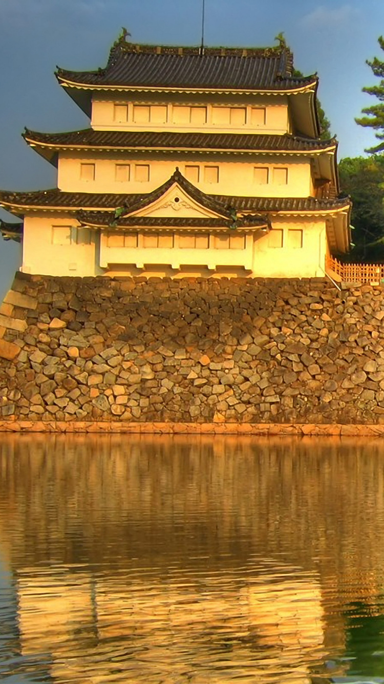 Braunes Und Weißes Haus in Der Nähe Von Grünen Bäumen Und Einem See Tagsüber. Wallpaper in 750x1334 Resolution