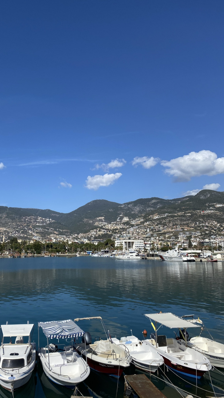 Yacht, Water, Cloud, Boat, Mountain. Wallpaper in 750x1334 Resolution