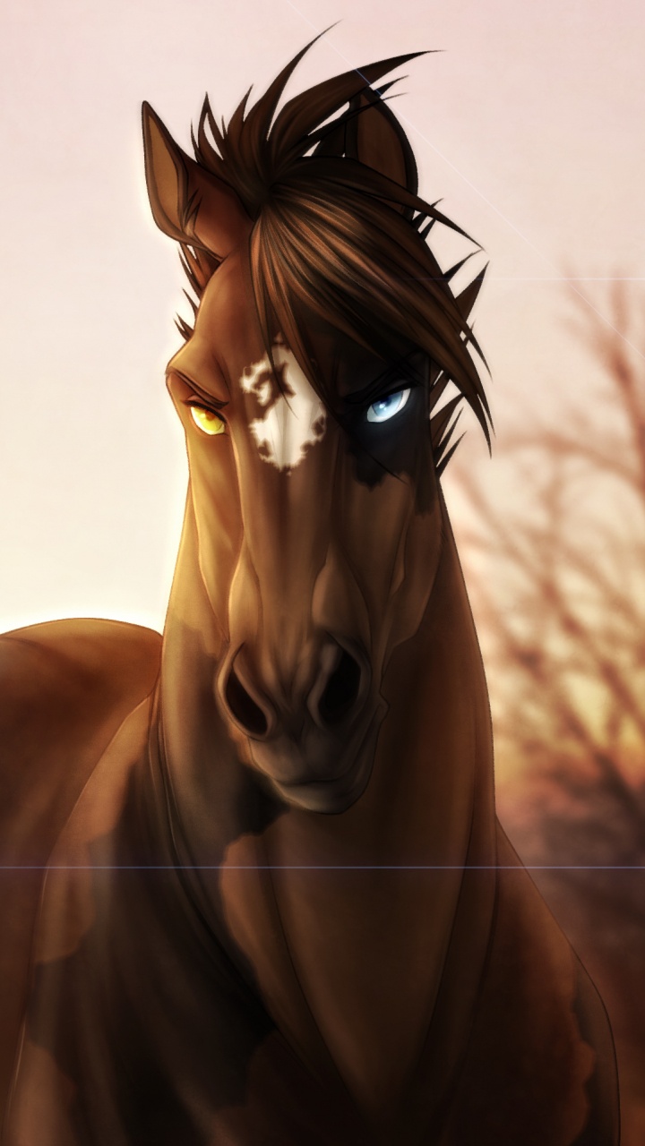 Cheval Brun Avec Des Ailes en Photographie en Niveaux de Gris. Wallpaper in 720x1280 Resolution