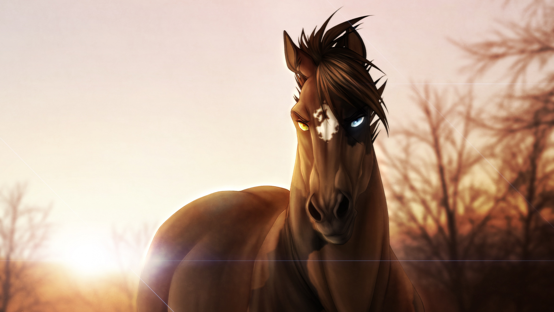 Brown Horse With Wings in Grayscale Photography. Wallpaper in 1920x1080 Resolution