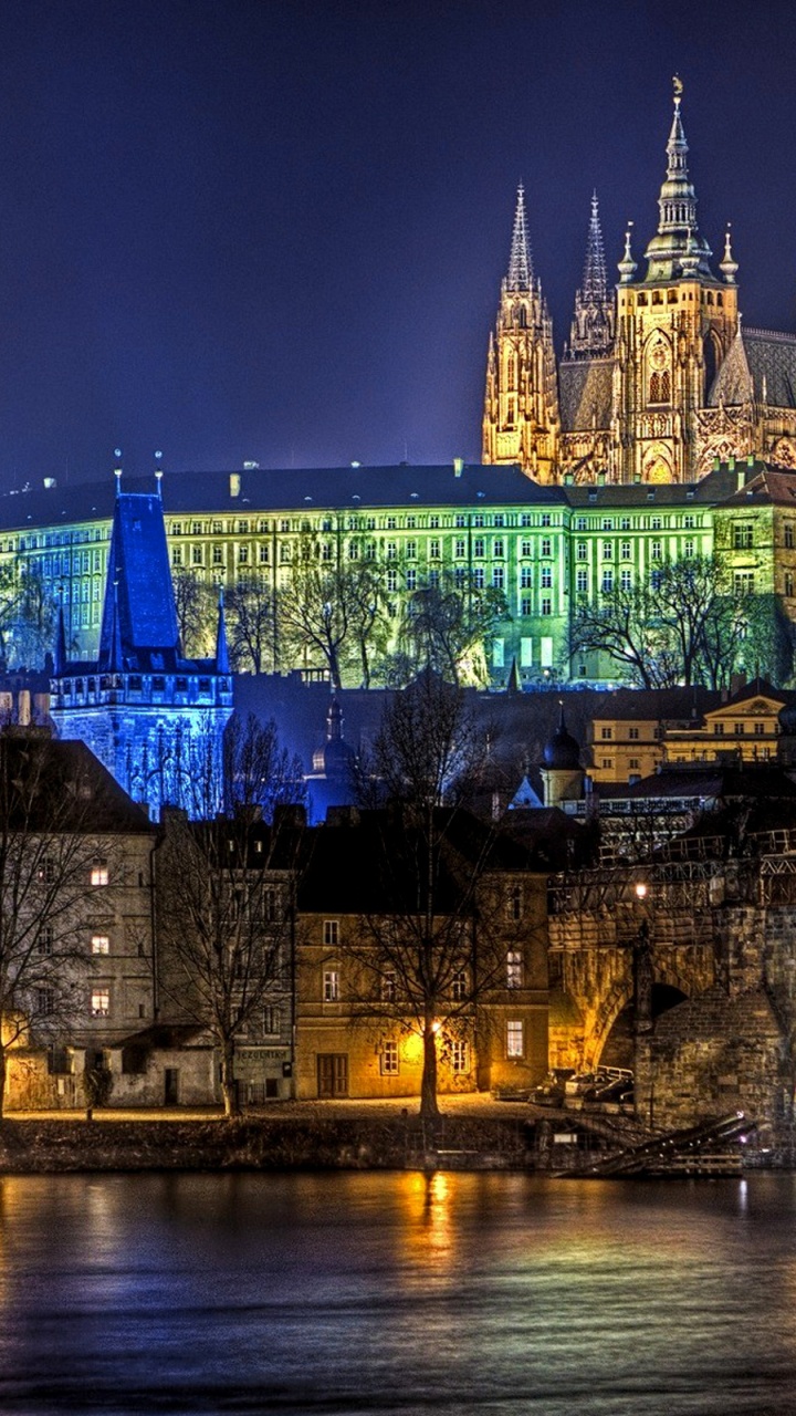 Blue and Brown Castle During Night Time. Wallpaper in 720x1280 Resolution