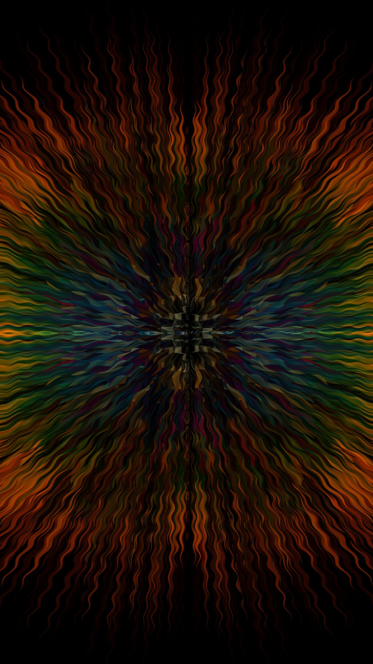 对称, 黑色的, 性质, 绿色的, 分形技术 壁纸 750x1334 允许