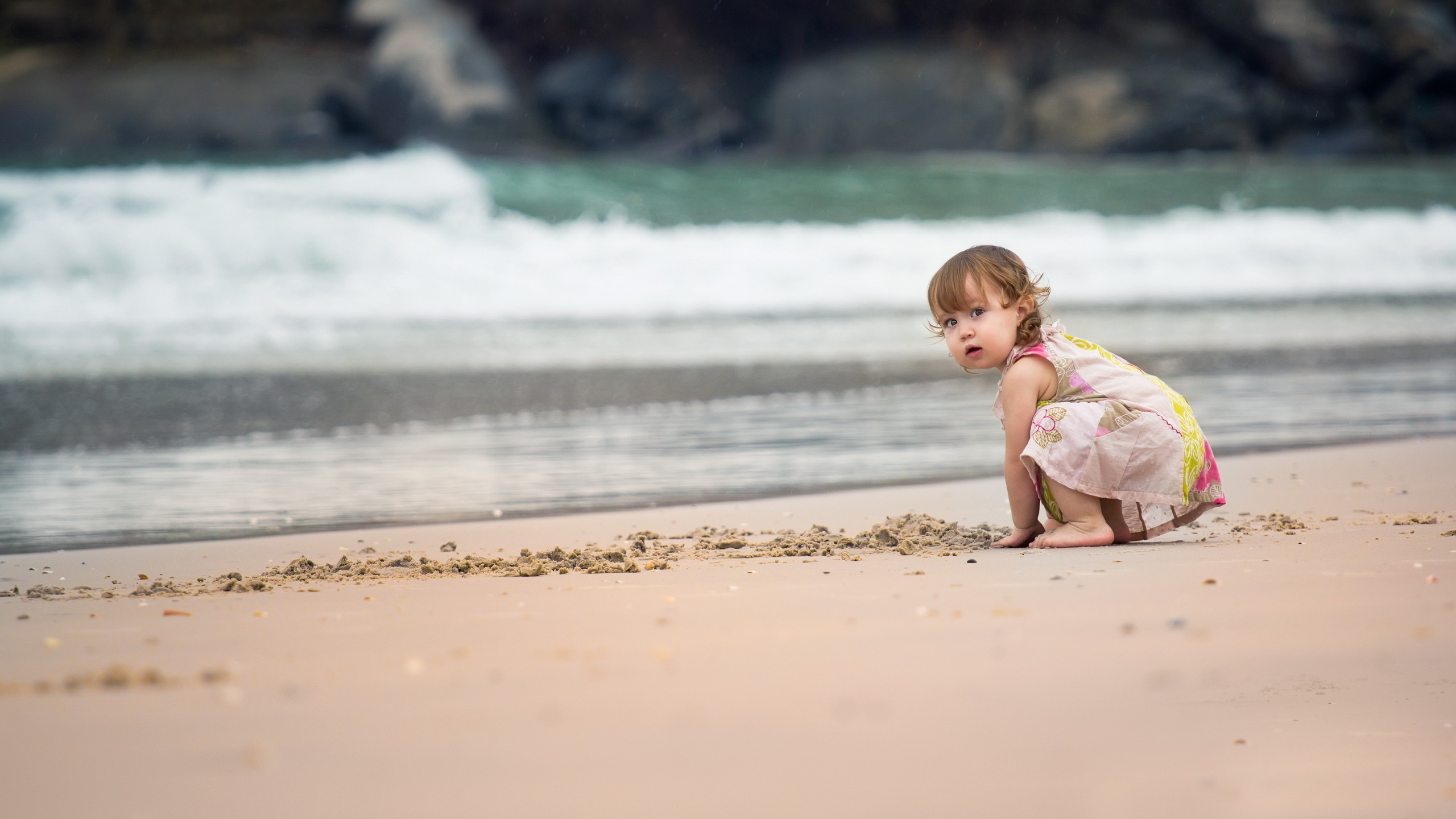 Strand, Sand, Urlaub, Meer, Ozean. Wallpaper in 2560x1440 Resolution