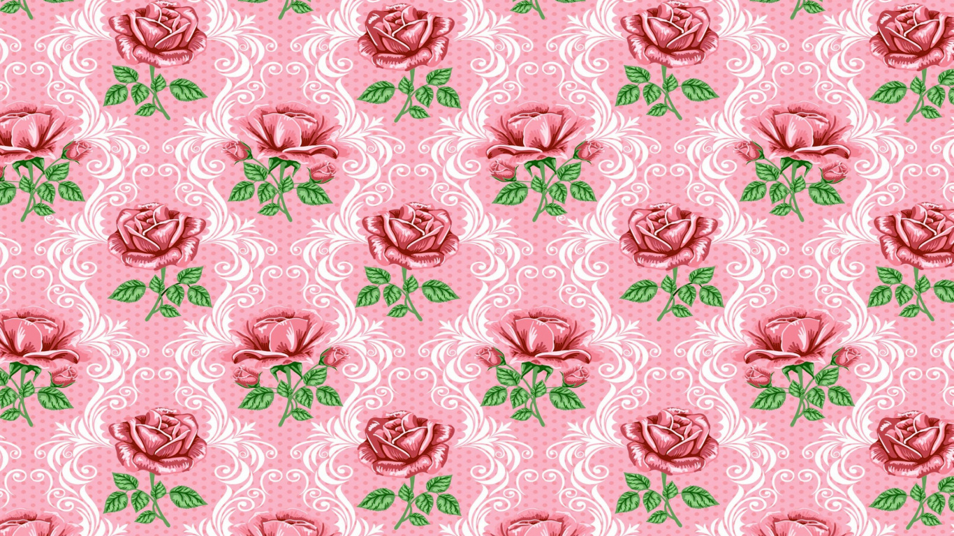 Pink and White Floral Textile. Wallpaper in 1366x768 Resolution