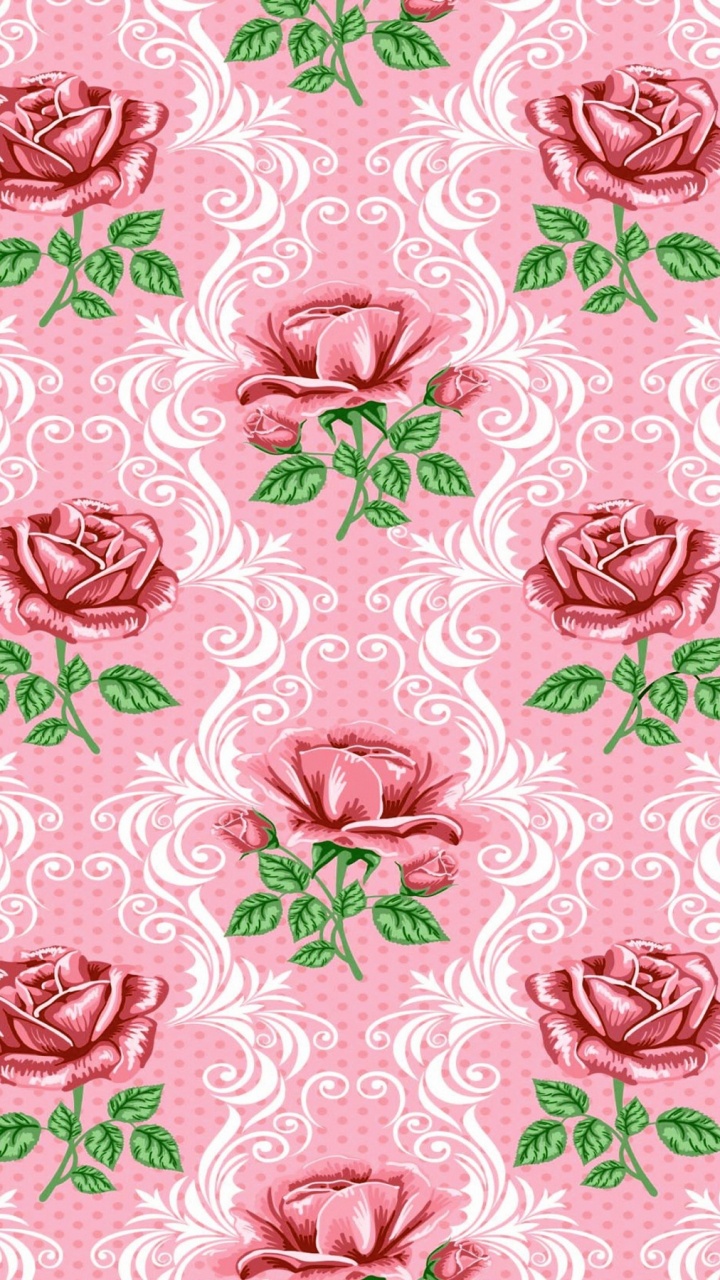 Textile Floral Rose et Blanc. Wallpaper in 720x1280 Resolution