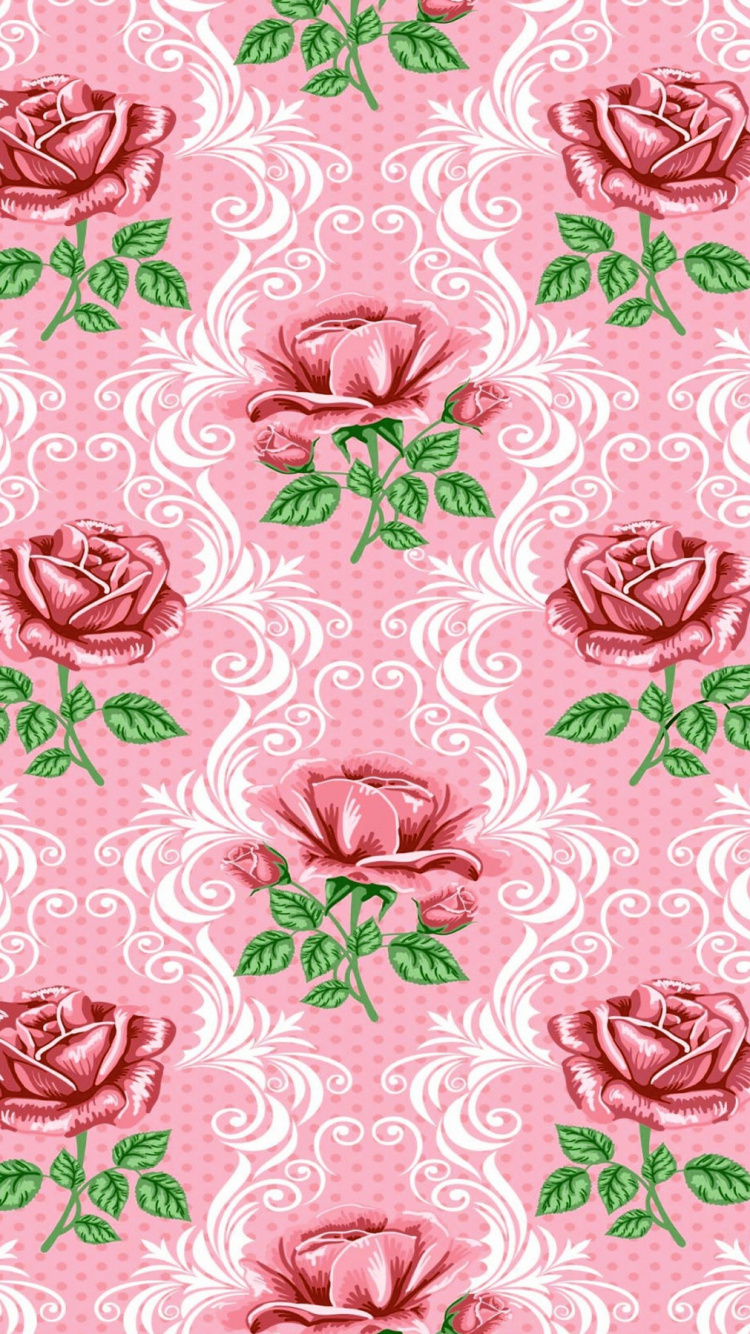 Textile Floral Rose et Blanc. Wallpaper in 750x1334 Resolution