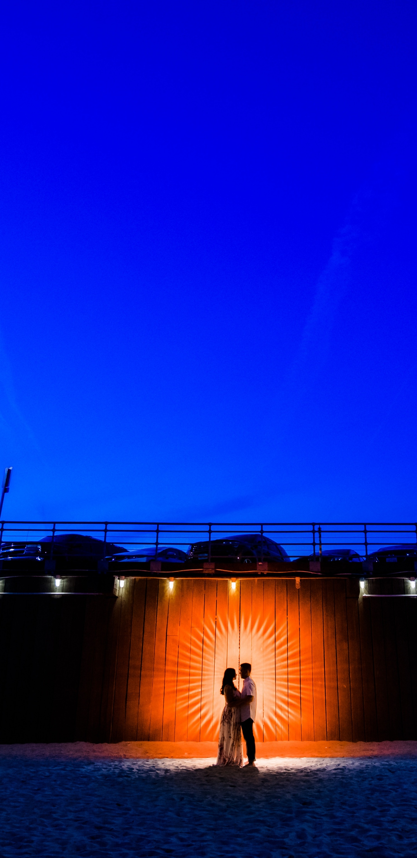 Love, Blue, Bridge, Light, Night. Wallpaper in 1440x2960 Resolution