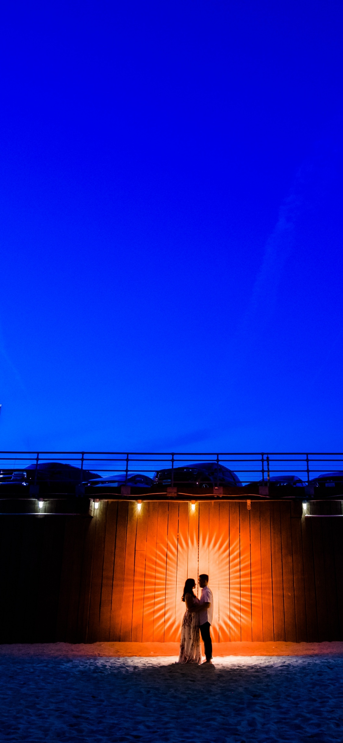 Amour, Blue, Pont, Lumière, Nuit. Wallpaper in 1125x2436 Resolution