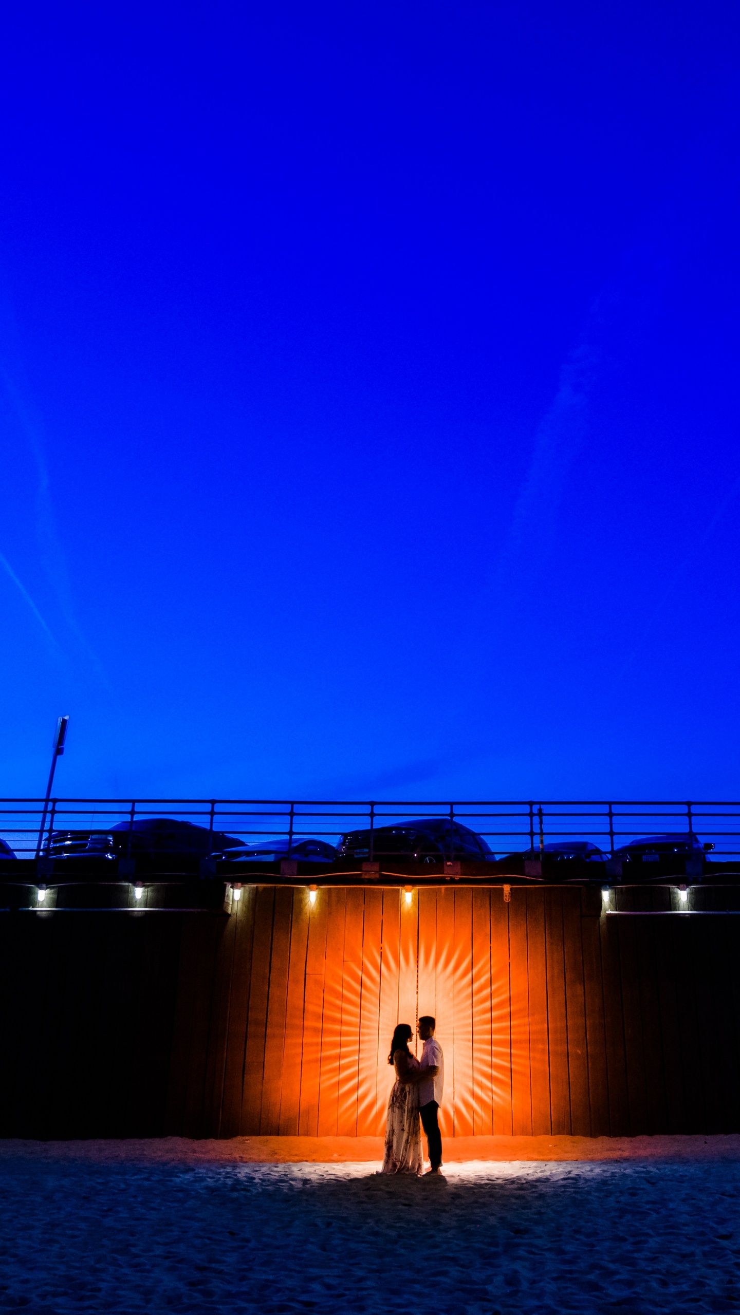 Amour, Blue, Pont, Lumière, Nuit. Wallpaper in 1440x2560 Resolution