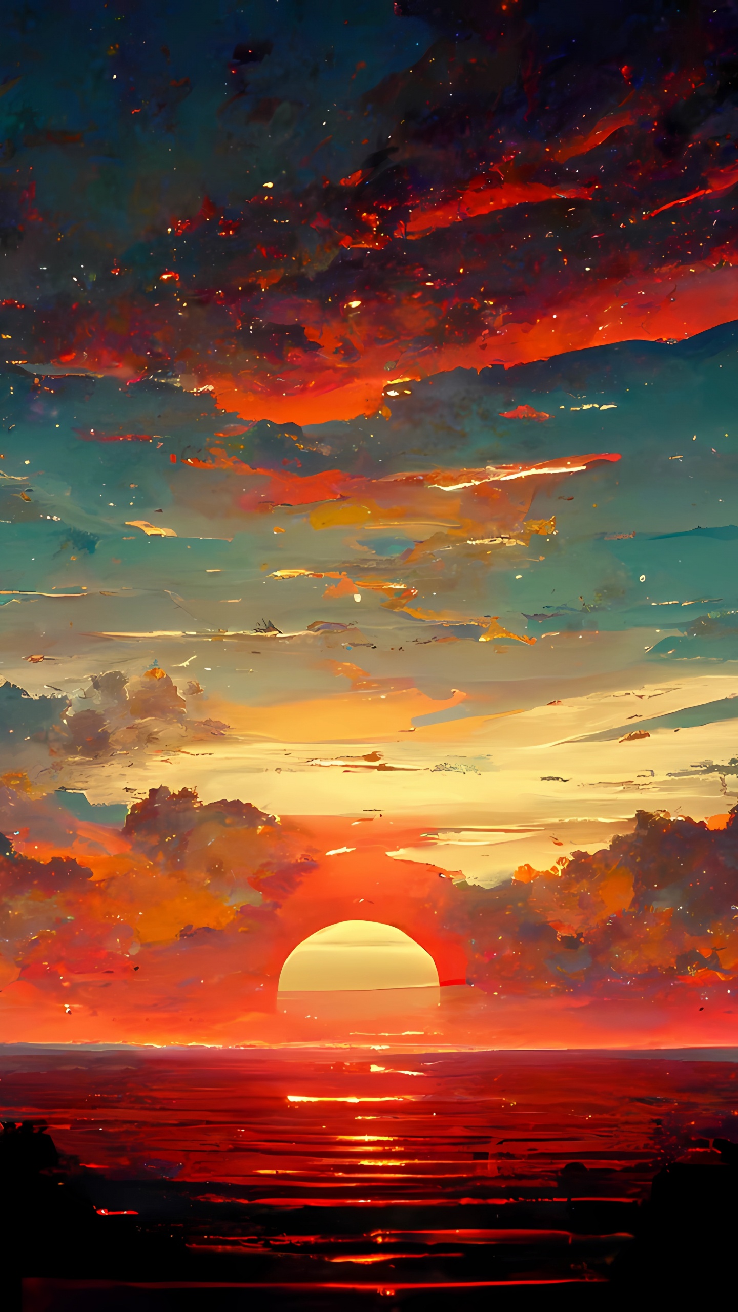 Eau, Atmosphère, Afterglow, Nature, Paysage Naturel. Wallpaper in 1440x2560 Resolution