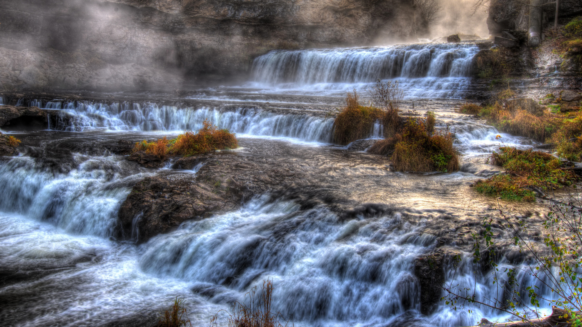 Water Falls in Brown Field. Wallpaper in 1920x1080 Resolution