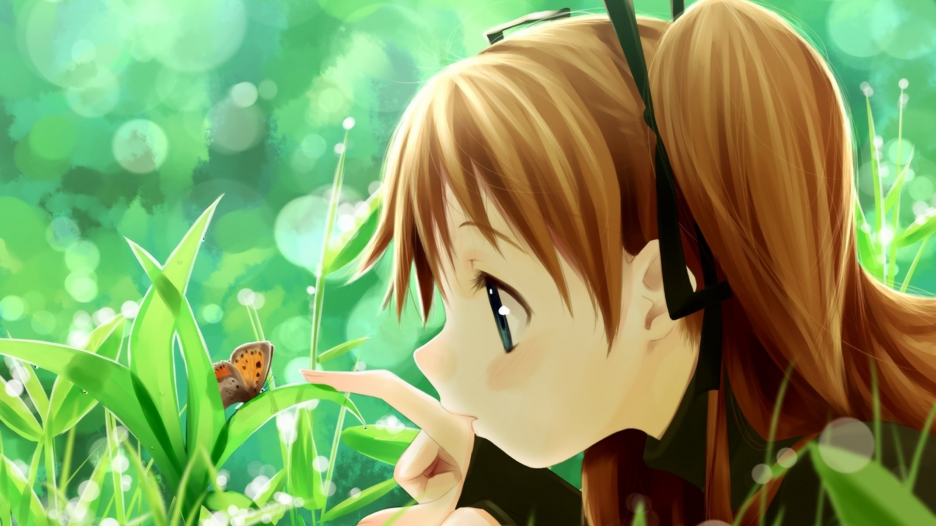 绿色的, 动画, 菌群, 黑头发 壁纸 1920x1080 允许