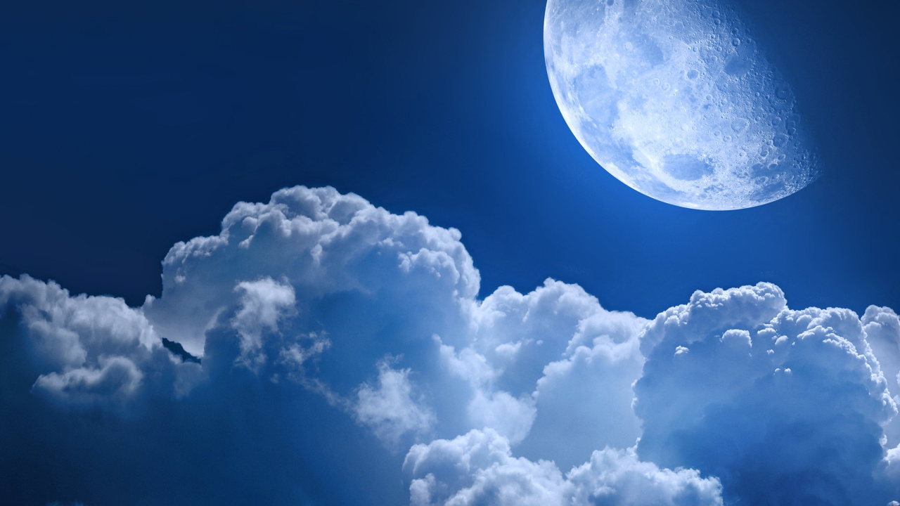积云, 气氛, 月亮, 天空, 一天 壁纸 1280x720 允许