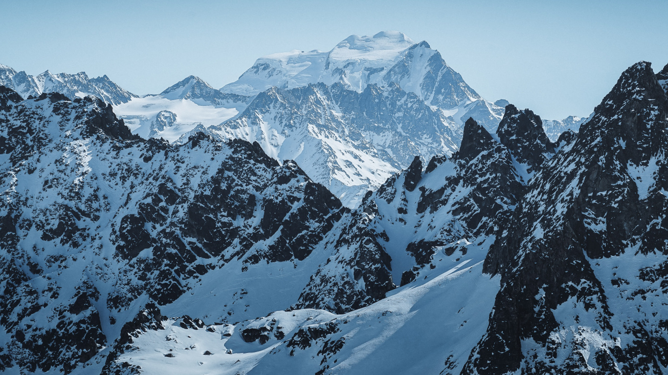 阿尔卑斯山, 白雪皑皑的群山, 山脉, 斜坡, 自然景观 壁纸 1366x768 允许