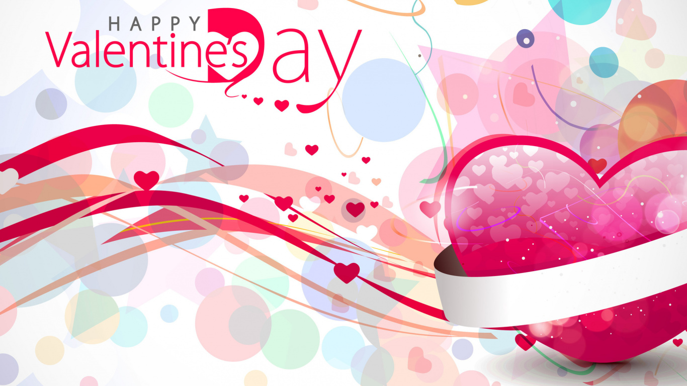 Valentines Day, Heart, Text, Pink, Graphic Design. Wallpaper in 1366x768 Resolution