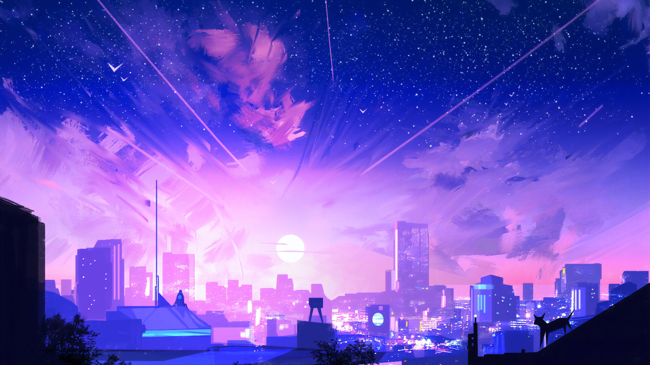 Digital Art, Art, Illustration, Blue, Purple. Wallpaper in 1280x720 Resolution