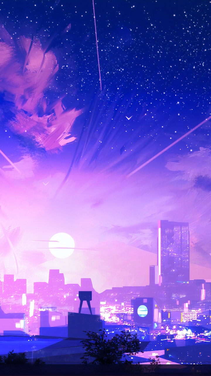 Digital Art, Art, Illustration, Blue, Purple. Wallpaper in 720x1280 Resolution