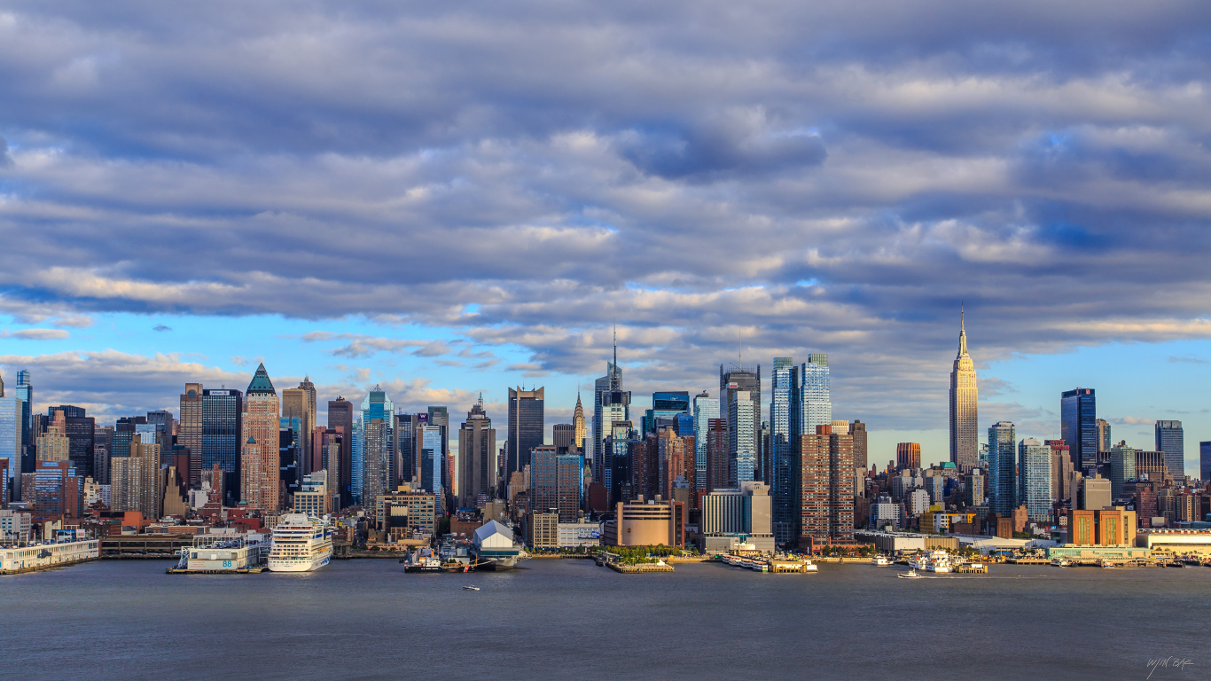 图纽约, 曼哈顿, 城市景观, 城市, 天际线 壁纸 1366x768 允许