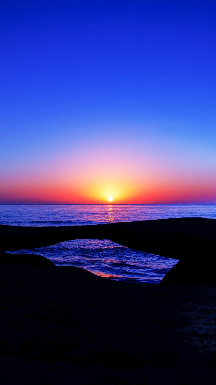 Horizon, Sunset, Sunrise, Sea, Dusk. Wallpaper in 720x1280 Resolution