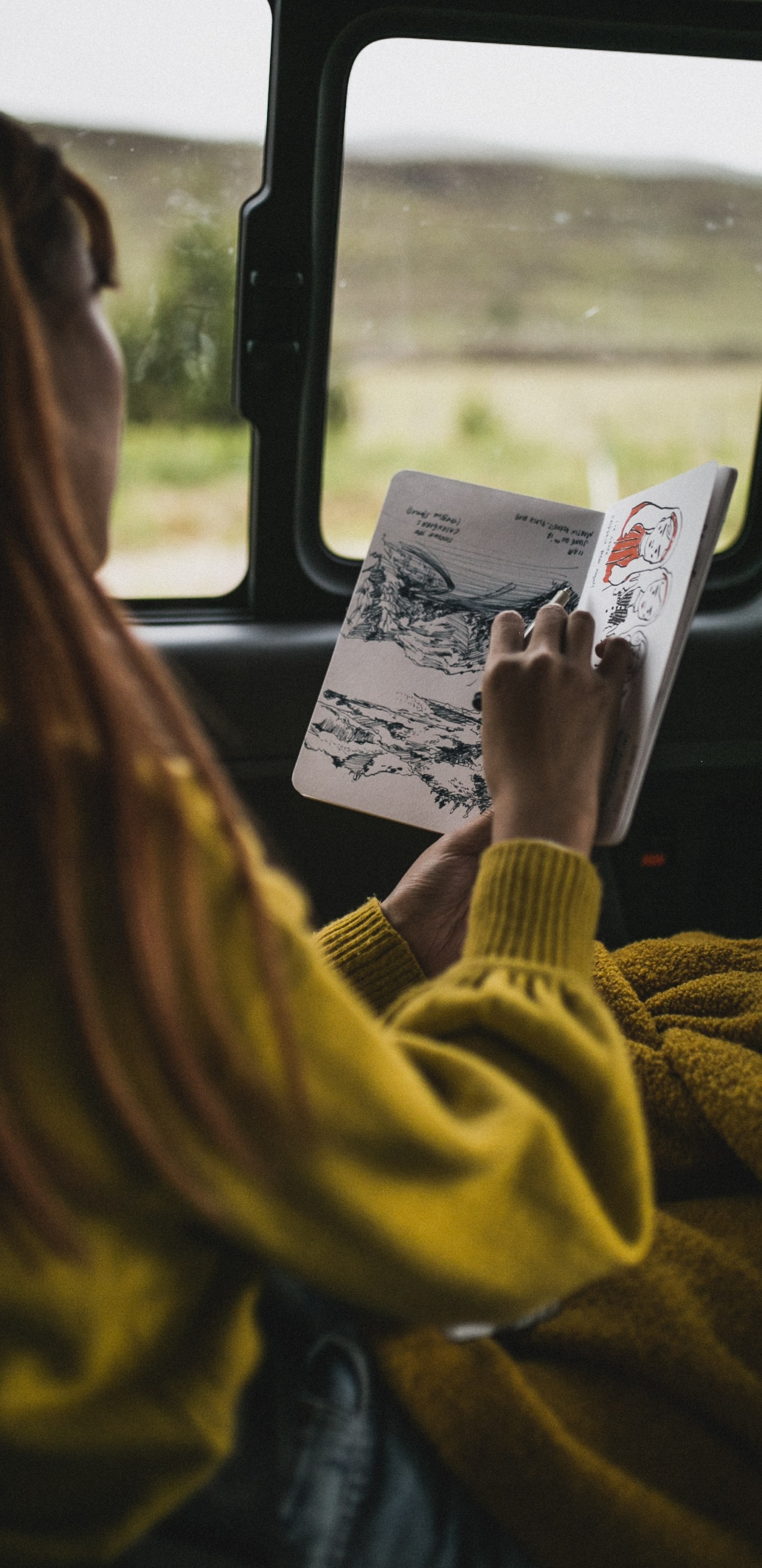 Woman in Yellow Sweater Reading Book. Wallpaper in 1440x2960 Resolution