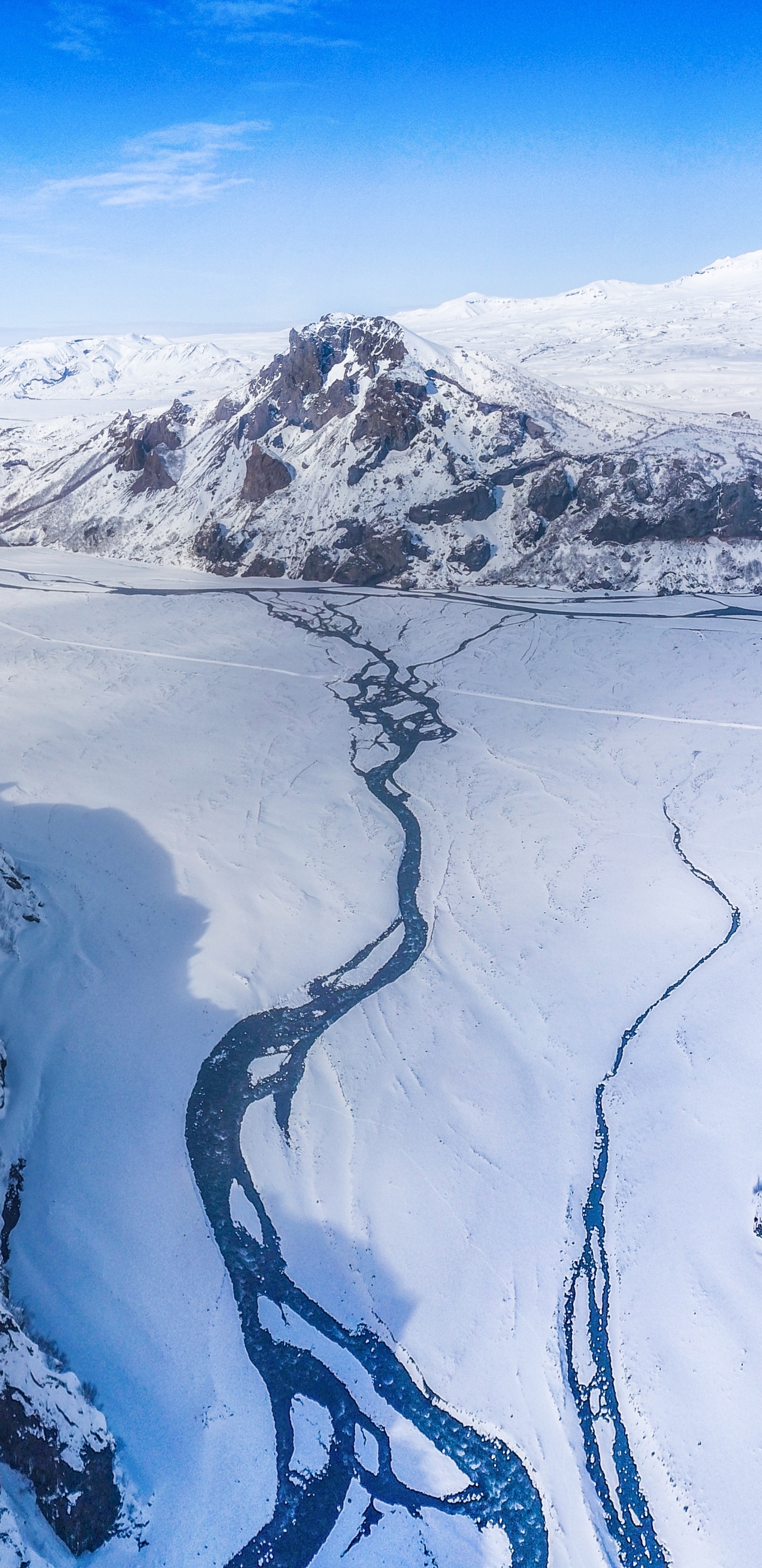 Bergkette, Bergigen Landschaftsformen, Schnee, Gletscher-landform, Winter. Wallpaper in 1440x2960 Resolution