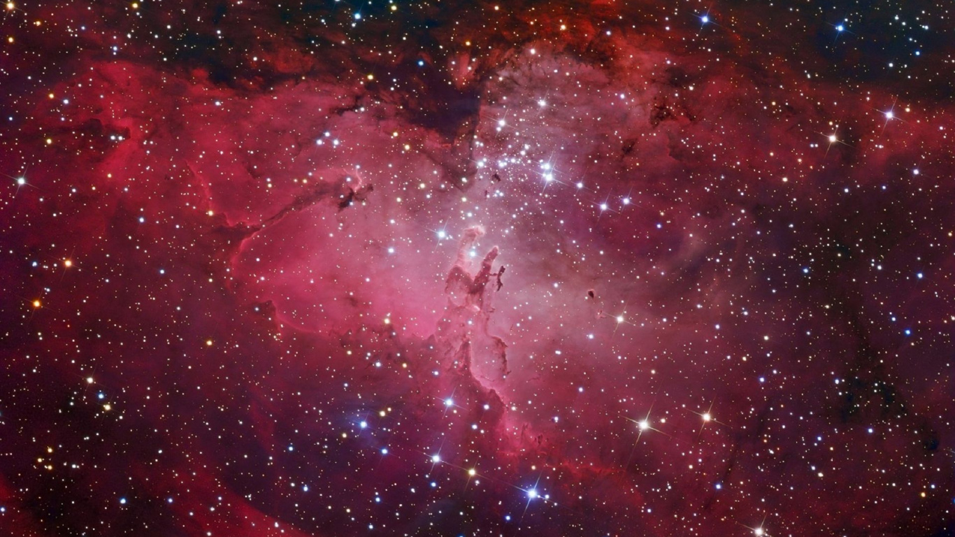 Rote Blaue Und Schwarze Galaxie. Wallpaper in 1366x768 Resolution