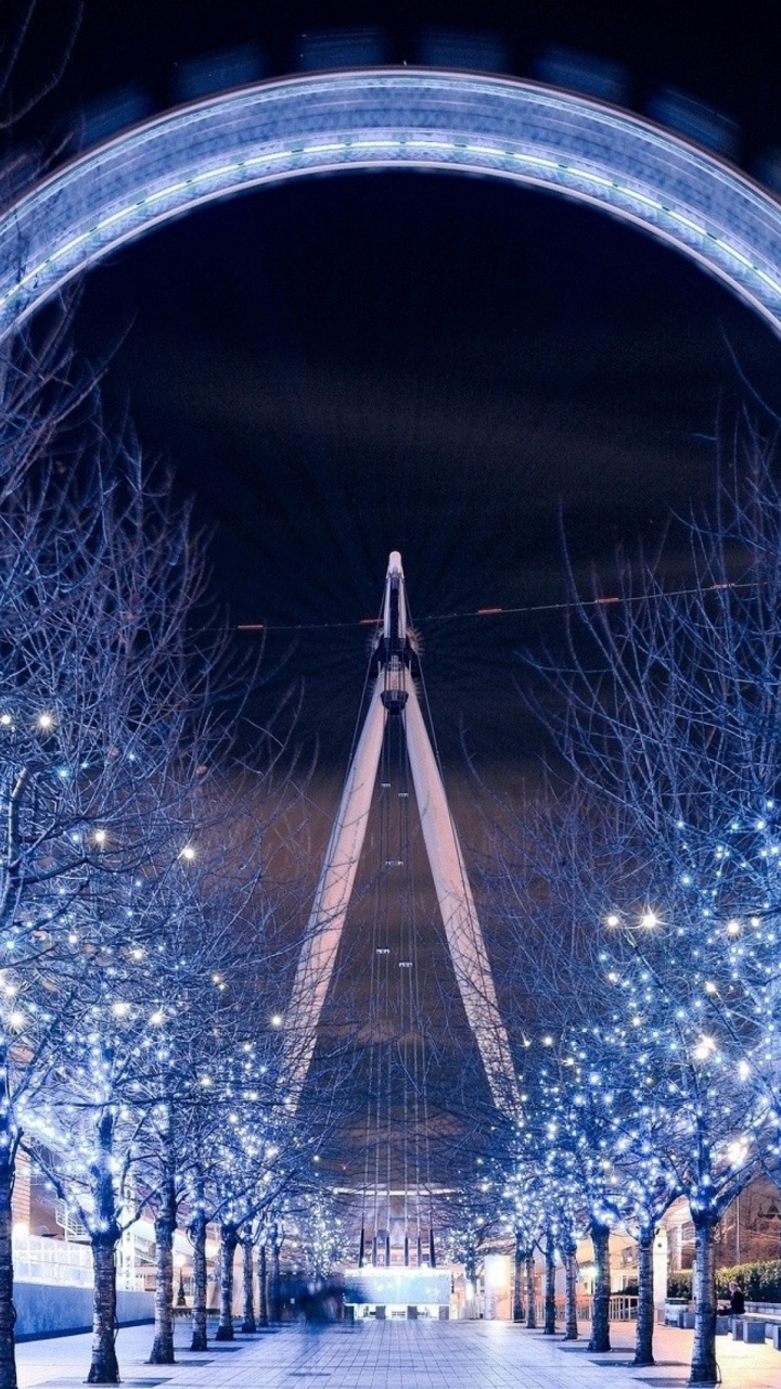 冬天, 摩天轮, 里程碑, 建筑, 光 壁纸 720x1280 允许