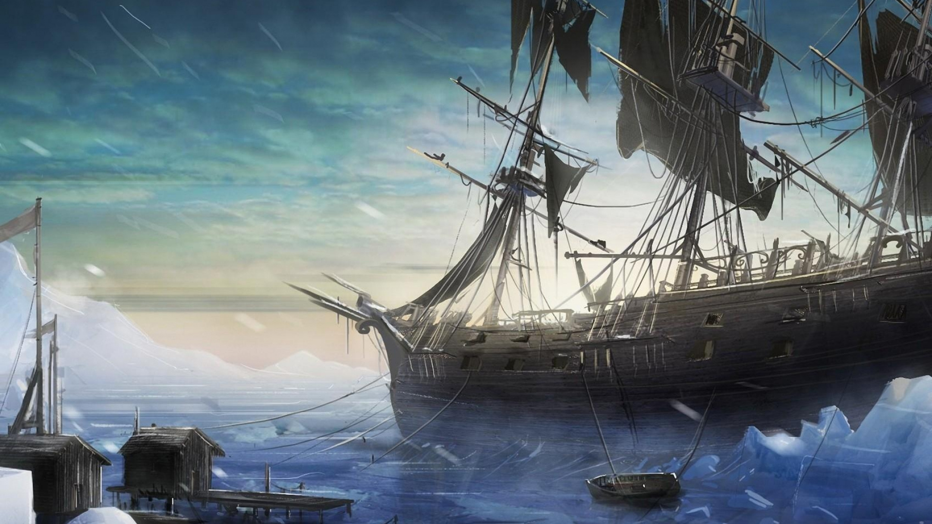 Brown and White Ship on Sea Under Blue Sky During Daytime. Wallpaper in 1920x1080 Resolution