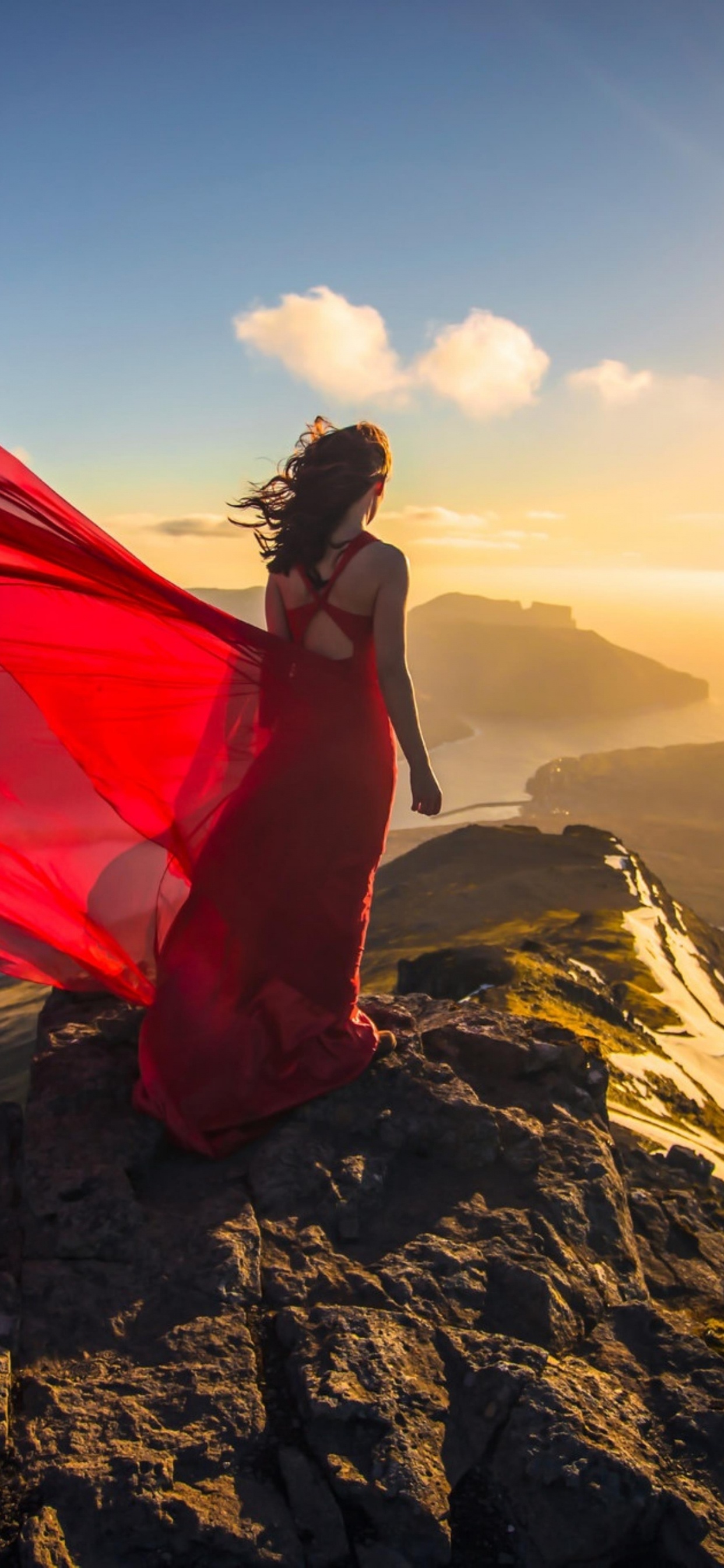 人们在自然界, 快乐的, 阳光, 伞, 日落 壁纸 1242x2688 允许