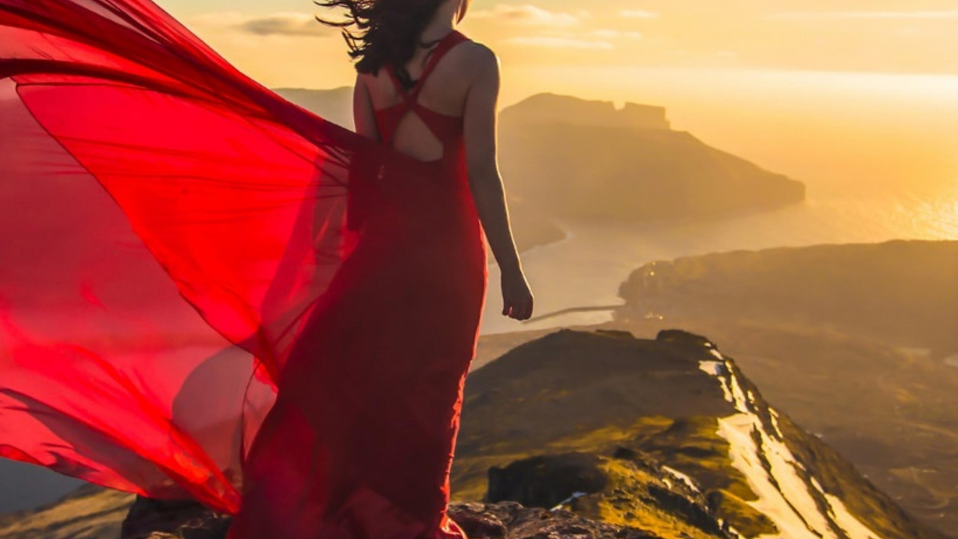 人们在自然界, 快乐的, 阳光, 伞, 日落 壁纸 1366x768 允许